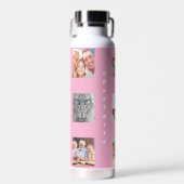 フォトコラージュの家族の名前ピンク ウォーターボトル (正面)