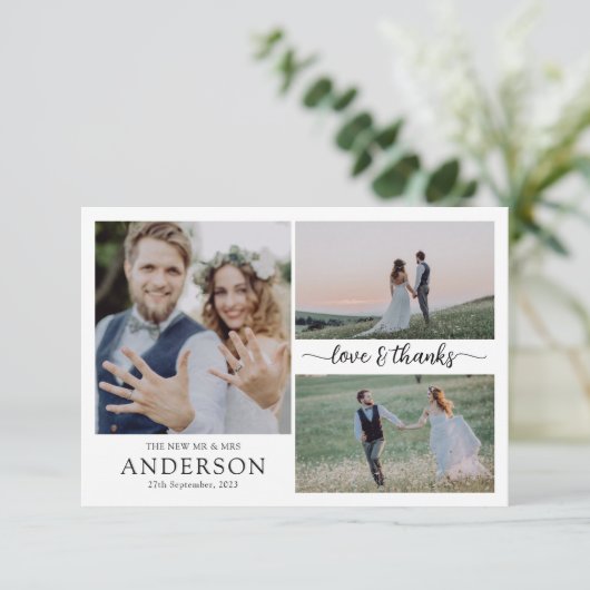 フォトコラージュの愛感謝していとの結婚サンキューカード サンキューカード (スタンド正面)