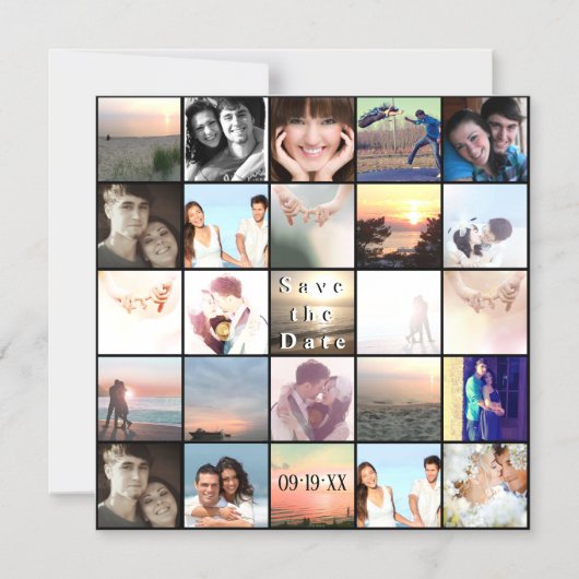 フォトコラージュの日付を保存 マグネット招待状 (正面)