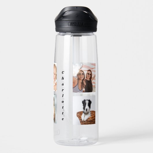 フォトコラージュの最高の家族のフレンド名 ウォーターボトル (背面)