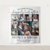 フォトコラージュの歓迎を受けて幸結婚福に タペストリー (正面)