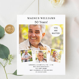 フォトコラージュの白い誕生日の招待