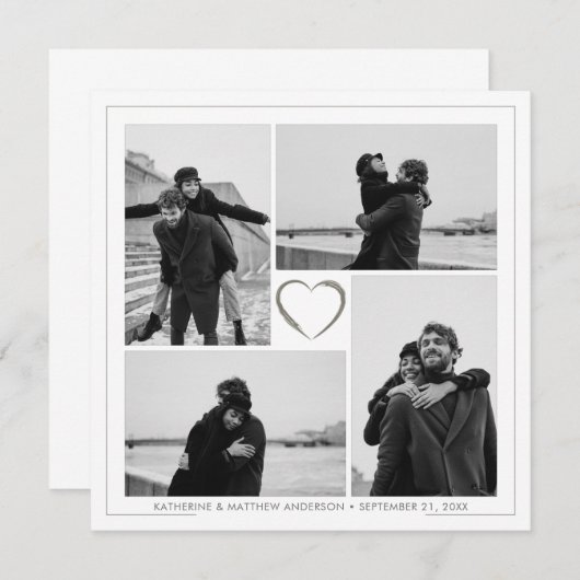 フォトコラージュの結婚記念日のグリーティングカード4 (正面/裏面)