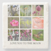 フォトコラージュの花と鳥の個人用設定 ストーンコースター (正面)