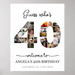 フォトコラージュの誕生日パーティーの署名40人を推測する ポスター