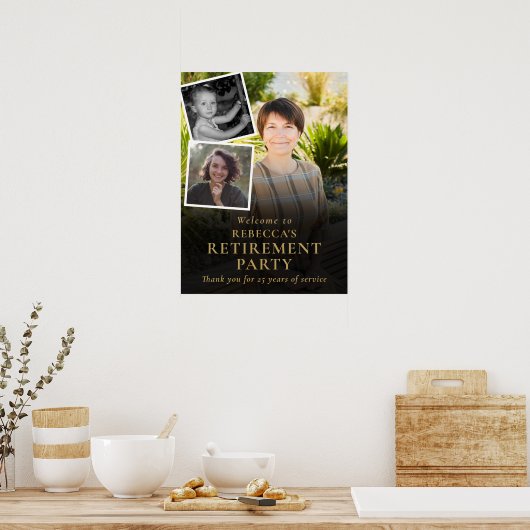 フォトコラージュの退職パーティーウェルカムサイン ポスター (キッチン)