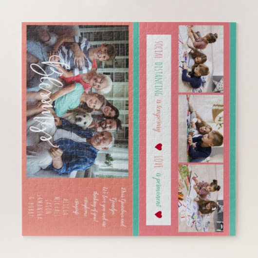 フォトコラージュは家族の愛のメッセージを作成 ジグソーパズル (横)