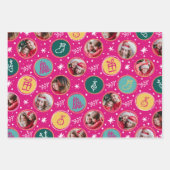 フォトコラージュよくはしゃぐクリスマスの明るい色 ラッピングペーパーシート (正面)