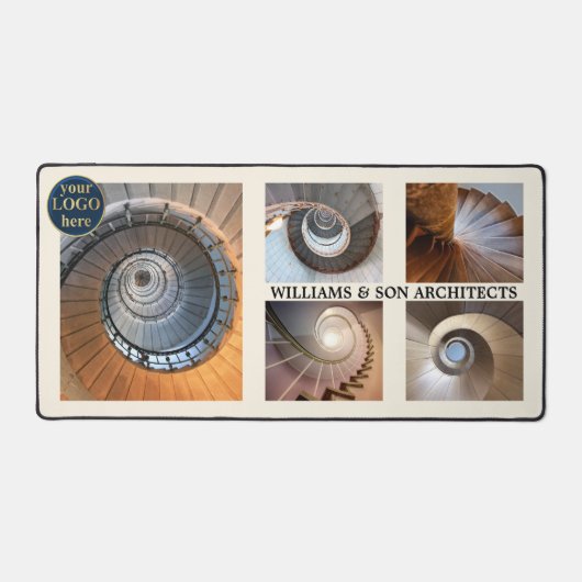 フォトコラージュらせん階段建築家 デスクマット (正面)