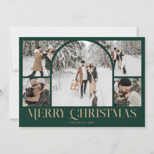 フォトコラージュアーチメリークリスマスヴィンテージ シーズンカード (正面)