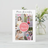 フォトコラージュイースターエッグバニーピンクのイースターブランチ 招待状 (スタンド正面)