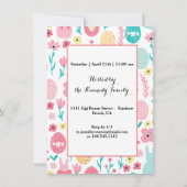 フォトコラージュイースターエッグバニーピンクのイースターブランチ 招待状 (裏面)