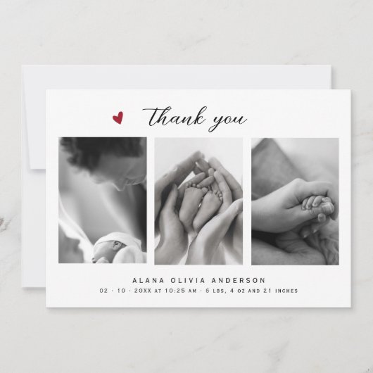 フォトコラージュエレガントありがとう赤ちゃんシャワー サンキューカード (正面)