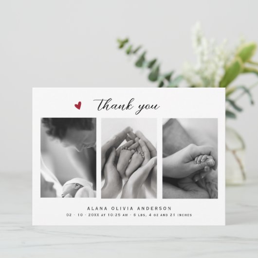 フォトコラージュエレガントありがとう赤ちゃんシャワー サンキューカード (スタンド正面)