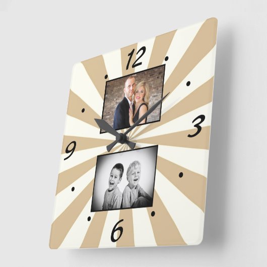 フォトコラージュエレガントをシンプル作成する スクエア壁時計 (傾斜)