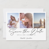 フォトコラージュエレガントウェディングモダン日付の保存 招待状 (正面)
