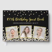 フォトコラージュエレガントシルバー金ゴールド100誕生日 ゲストブック (正面)