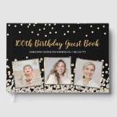 フォトコラージュエレガントシルバー金ゴールド100誕生日 ゲストブック (正面)