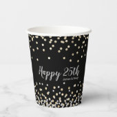 フォトコラージュエレガントシルバー金ゴールド25周年記念 紙コップ (裏面)