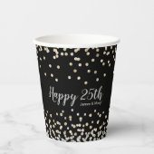 フォトコラージュエレガントシルバー金ゴールド25周年記念 紙コップ (正面)