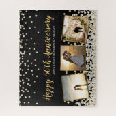 フォトコラージュエレガントシルバー金ゴールド50周年記念 ジグソーパズル (縦)