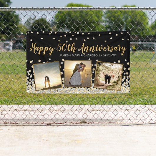 フォトコラージュエレガントシルバー金ゴールド50周年記念 横断幕 (インサイチュ)