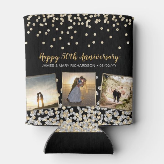 フォトコラージュエレガントシルバー金ゴールド50周年記念 缶クーラー (裏面)