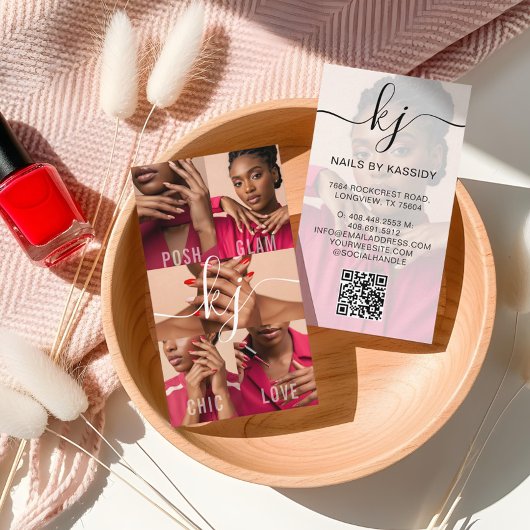 フォトコラージュエレガントスクリプト書道モノグラム 名刺