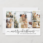 フォトコラージュエレガントブラッククリスマスホリデーカード 招待状 (正面)