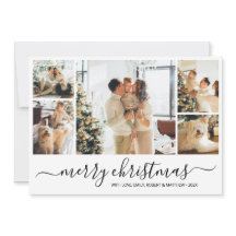 フォトコラージュエレガントブラッククリスマスホリデーカード