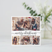 フォトコラージュエレガントブラックスクリプトスノークリスマス シーズンカード (スタンド正面)
