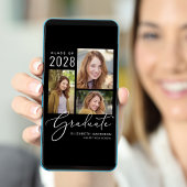 フォトコラージュエレガントブラック卒業 案内状