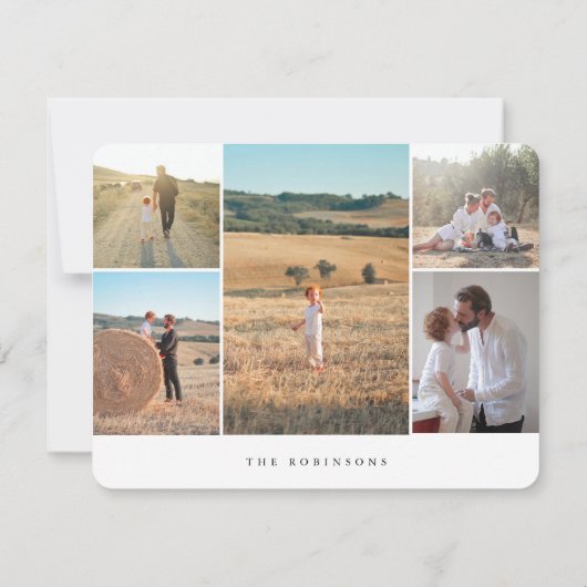 フォトコラージュエレガントミニマル家族モノグラム ノートカード (裏面)