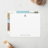 フォトコラージュエレガントミニマル家族モノグラム ノートカード (正面/裏面インサイチュ)