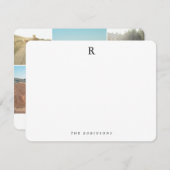 フォトコラージュエレガントミニマル家族モノグラム ノートカード (正面/裏面)