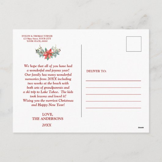 フォトコラージュエレガントメリークリスマスタイポグラフィ シーズンポストカード (裏面)