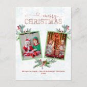 フォトコラージュエレガントメリークリスマスタイポグラフィ シーズンポストカード (正面)