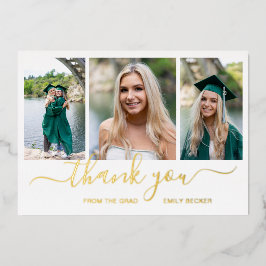 フォトコラージュエレガント卒業サンキューカード 箔招待状