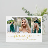 フォトコラージュエレガント卒業サンキューカード 箔招待状 (立ち正面)