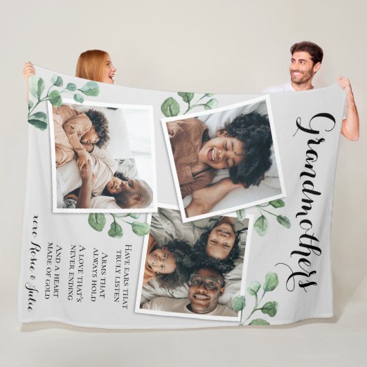 フォトコラージュエレガント引用文おばあちゃん孫 フリースブランケット (インサイチュ)