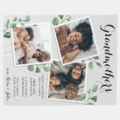 フォトコラージュエレガント引用文おばあちゃん孫 フリースブランケット (正面(横))