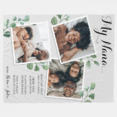 フォトコラージュエレガント引用文おばあちゃん孫 フリースブランケット (正面(横))