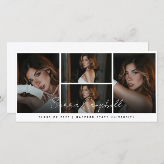 フォトコラージュオーバーレイミニ卒業発表 案内状 (正面/裏面)