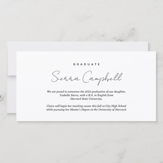 フォトコラージュオーバーレイミニ卒業発表 案内状 (裏面)