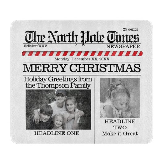 フォトコラージュカスタムのおもしろいクリスマスフォト カッティングボード (正面)