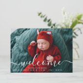 フォトコラージュカスタムウェルカムスクリプトオーバーレイベビー 案内状 (スタンド正面)