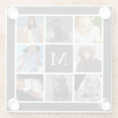 フォトコラージュカスタムパーソナライズされたモノグラムの ガラスコースター (裏面)