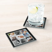 フォトコラージュカスタムパーソナライズされた9枚の画像 ガラスコースター (アングル)