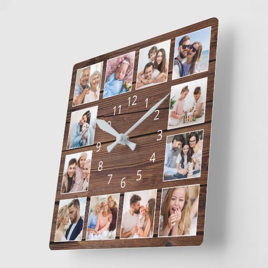 フォトコラージュカスタムファームハウスの素朴作成 スクエア壁時計 (傾斜)