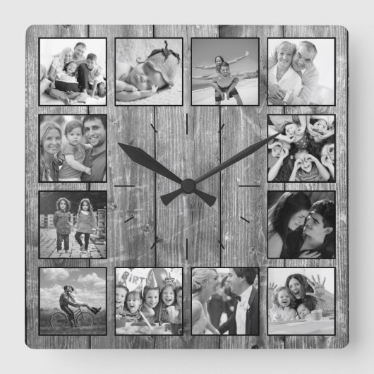 フォトコラージュカスタムファームハウスの素朴作成 スクエア壁時計 (正面)